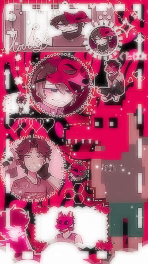 Anime Collage Aesthetic Pink Theme Wallpaper