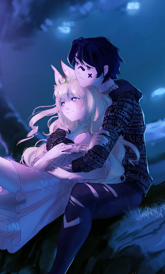 Anime Couple Hug Happy Wallpaper