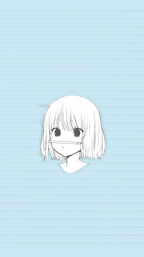 Anime Girl Sketchon Blue Lines Wallpaper