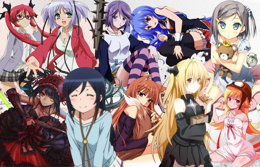 Anime Girls In Different Costumes Wallpaper