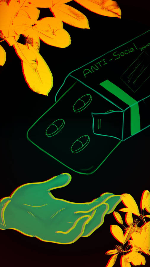 Anti Social Pill Drawing Wallpaper