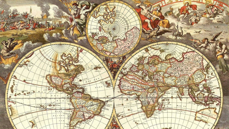 Antique World Map Wallpaper