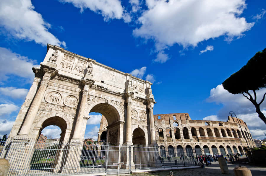 Arch Of Constantine And Colosseum Wallpaper