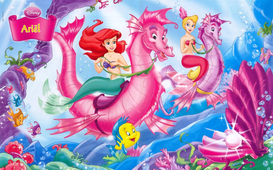 Ariel On A Sea Horse Wallpaper