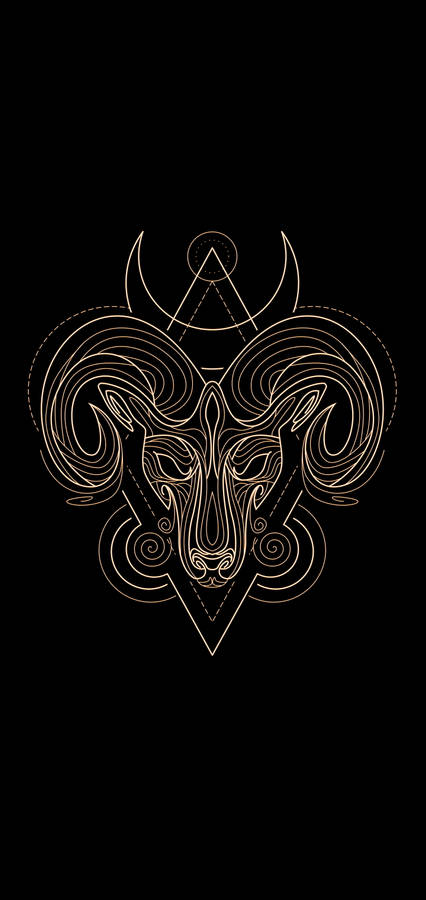 Aries White Ram Skull Digital Art Wallpaper