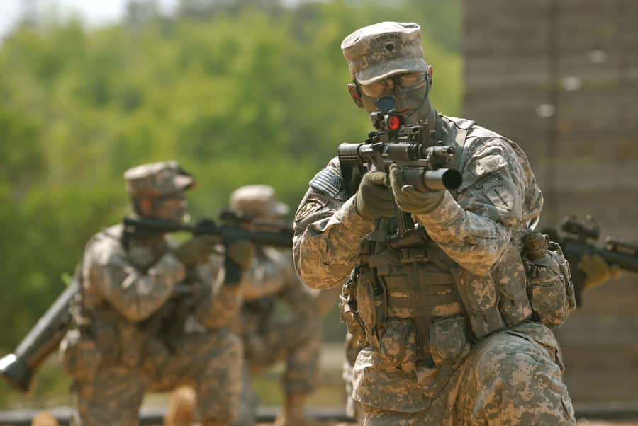 Army Rangersin Training Exercise Wallpaper