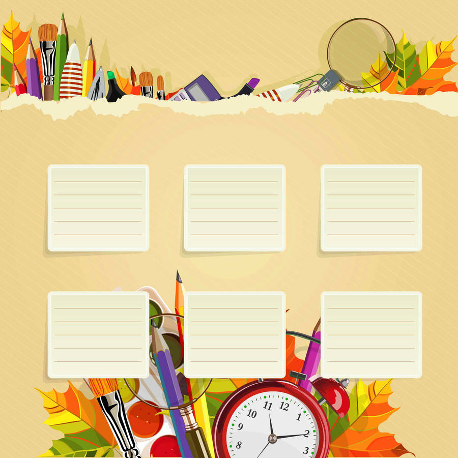Artistic Illustration Of School Supplies Wallpaper