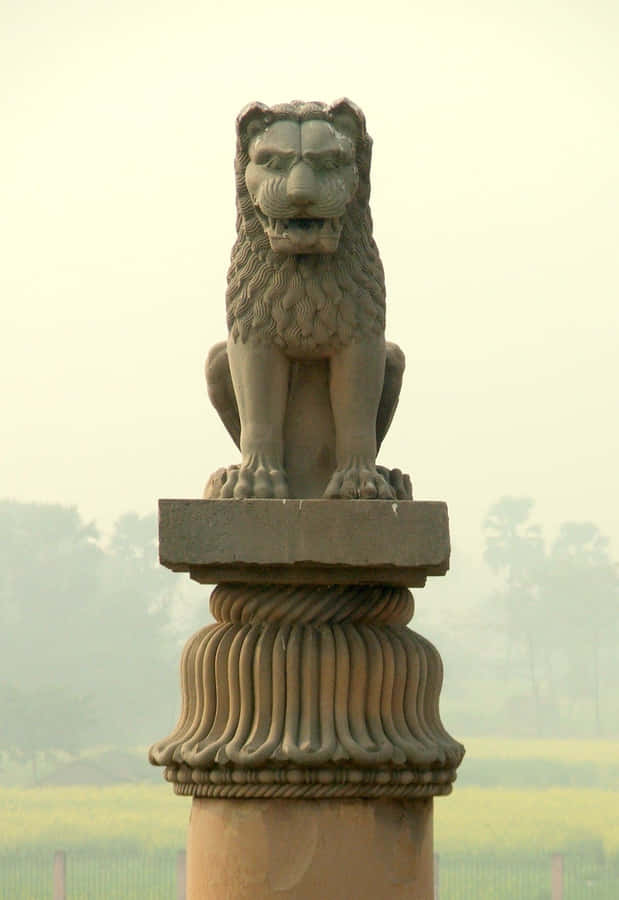 Ashoka Pillar One Lion Statue Wallpaper
