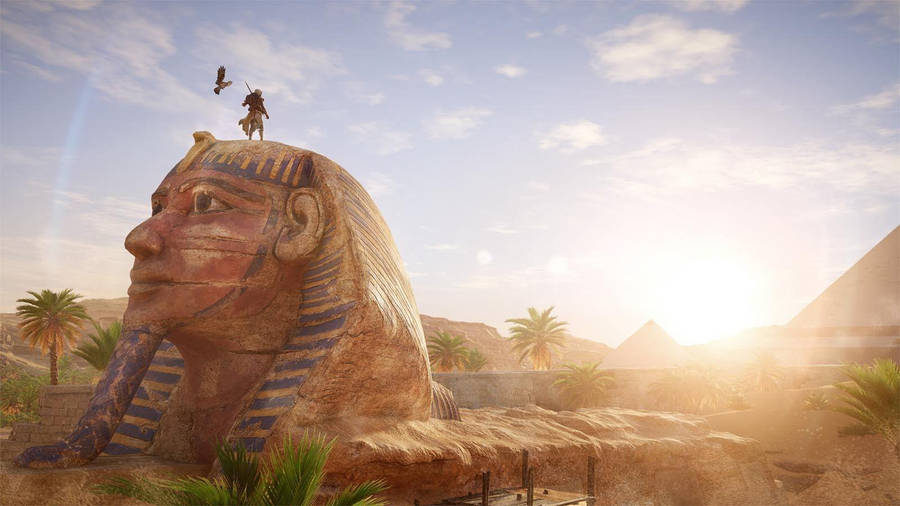 Assassin's Creed Origins Bayek On Sphinx Wallpaper