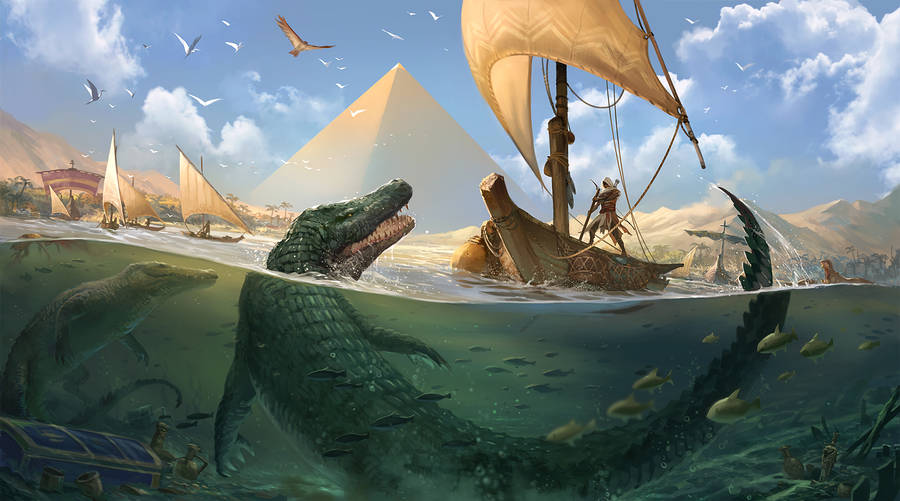 Assassin's Creed Origins Crocodiles Wallpaper