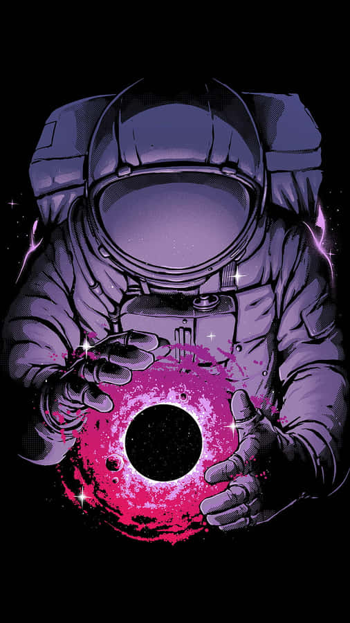 Astronaut Cradling Cosmos Wallpaper