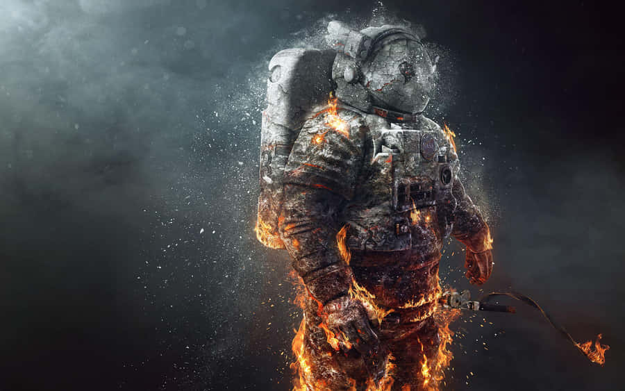 Astronaut On Fire Desktop Wallpaper