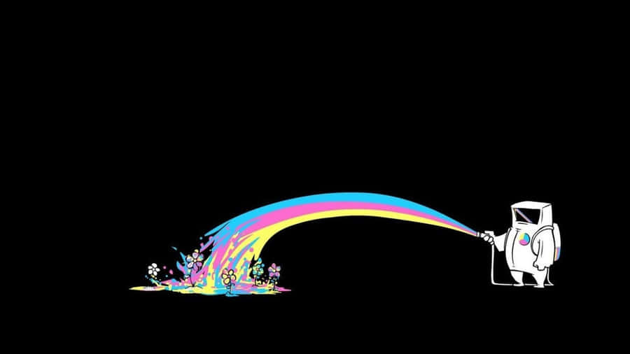 Astronaut Painting Rainbow Flowers Wallpaper