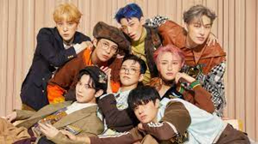 Ateez Hugging Each Other Desktop Wallpaper