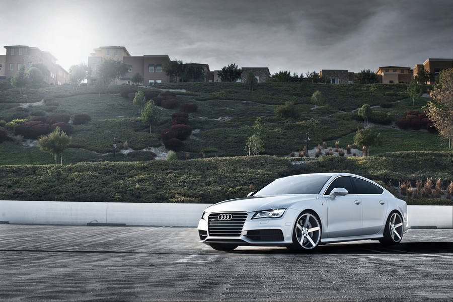 Audi A7 White Suburbs Wallpaper