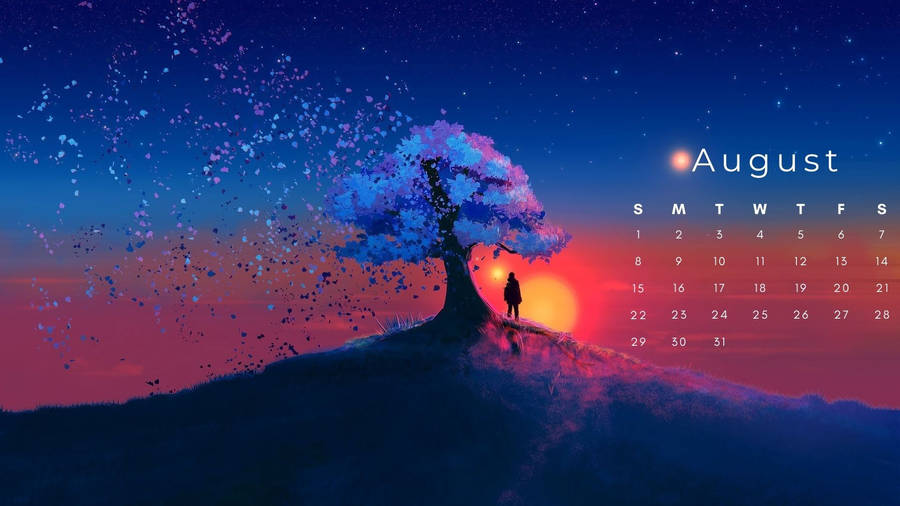 August 2021 - Aesthetic Tree Calendar Wallpaper