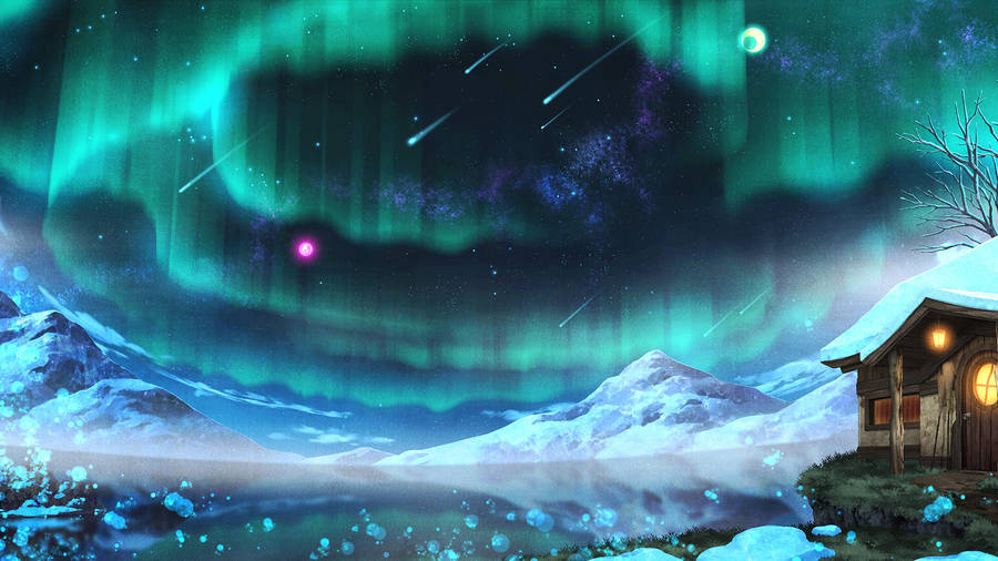 Aurora Borealis And Shooting Stars Unique Hd Wallpaper