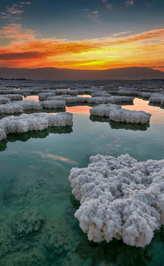 Awe-inspiring View Of Rocky Salt Formations At The Dead Sea Wallpaper