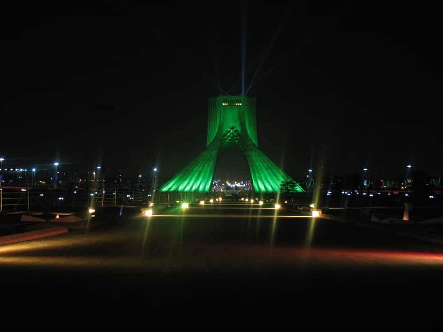 Azadi Tower Green Lights Night Wallpaper