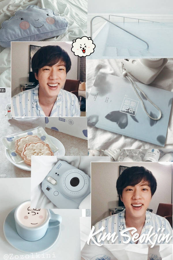 Baby Blue Bts Jin Aesthetic Wallpaper