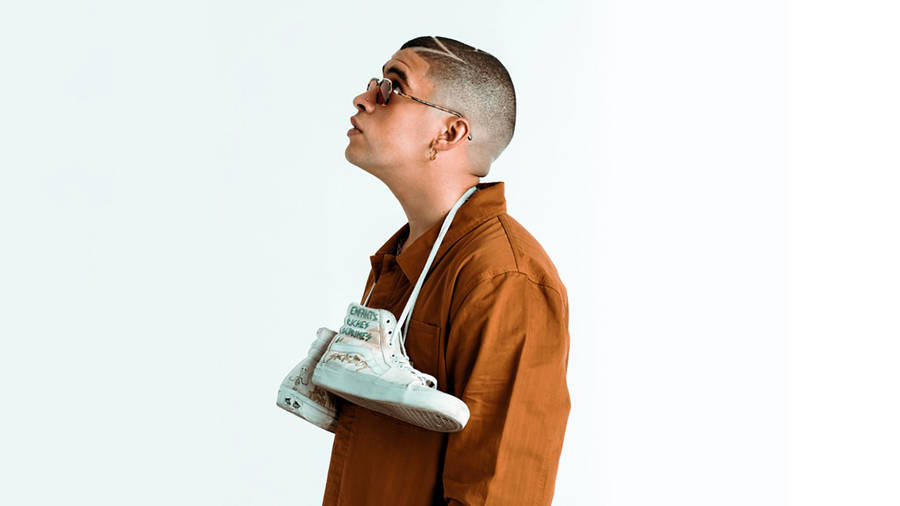 Bad Bunny Hanging White Vans Wallpaper