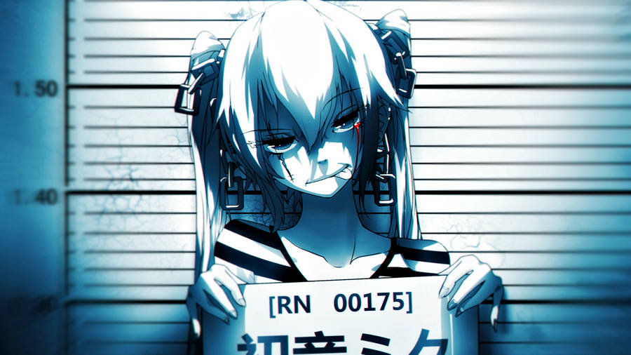 Bad Girl Anime Miku Mugshot Wallpaper