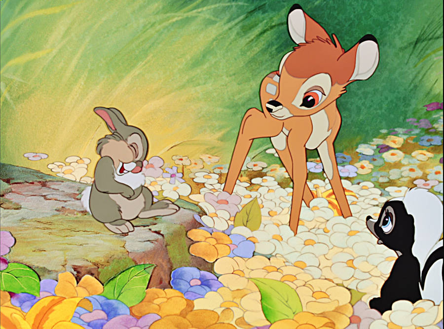 Bambi With Flower And Thumper Wallpaper