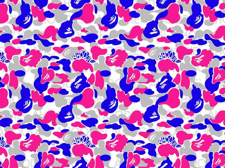 Bape Pink And Blue Camo Pattern Wallpaper