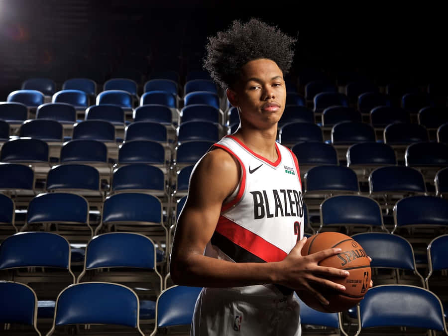 Basketball Player Portrait Stadium Background Wallpaper