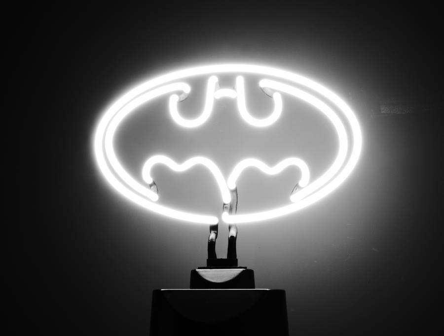 Batman Logo White Neon Aesthetic Wallpaper