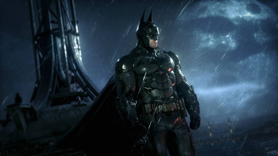 Batman Standing Fiercely In Arkham City 4k Wallpaper