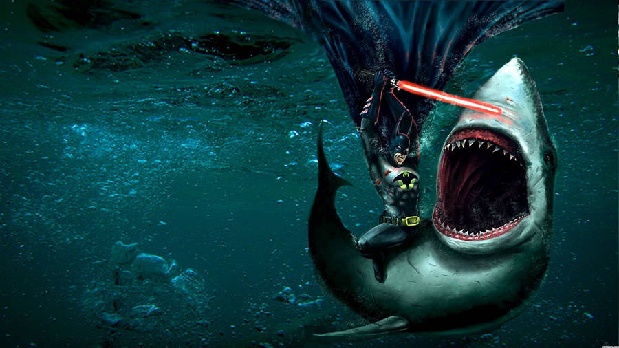 Batman Vs. Jaws - The Greatest Showdown Ever Wallpaper