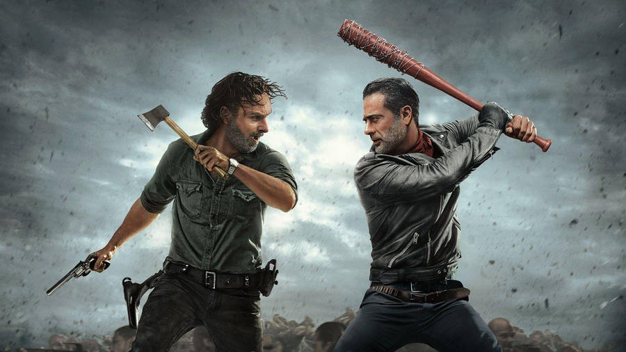 Battle Between Negan And Rick Wallpaper