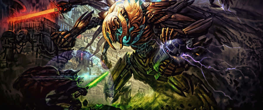 Be As Powerful As The Force In This Star Wars Themed 3440x1440 Wallpaper. Wallpaper