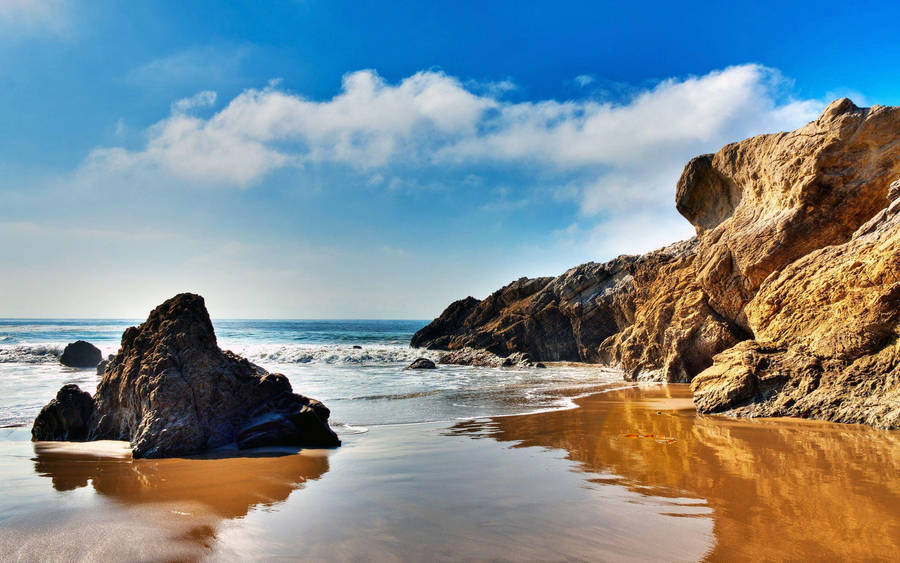 Beautiful Malibu Beach Rock Formations Wallpaper