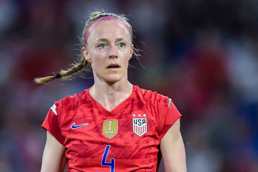 Becky Sauerbrunn In Action During A Soccer Match. Wallpaper