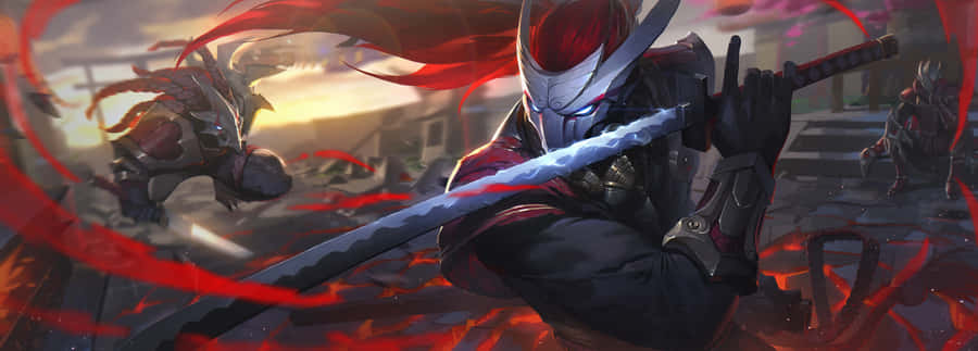 Become An Unrivaled Pro Gamer With Dual Screen League Of Legends Wallpaper
