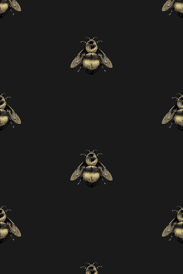 Bee Pattern Black Iphone Wallpaper