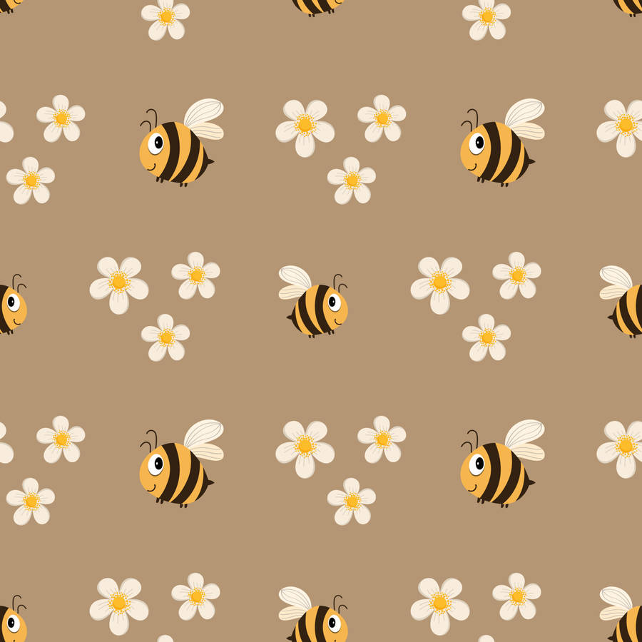 Bees Wandering Over Beige Background Wallpaper