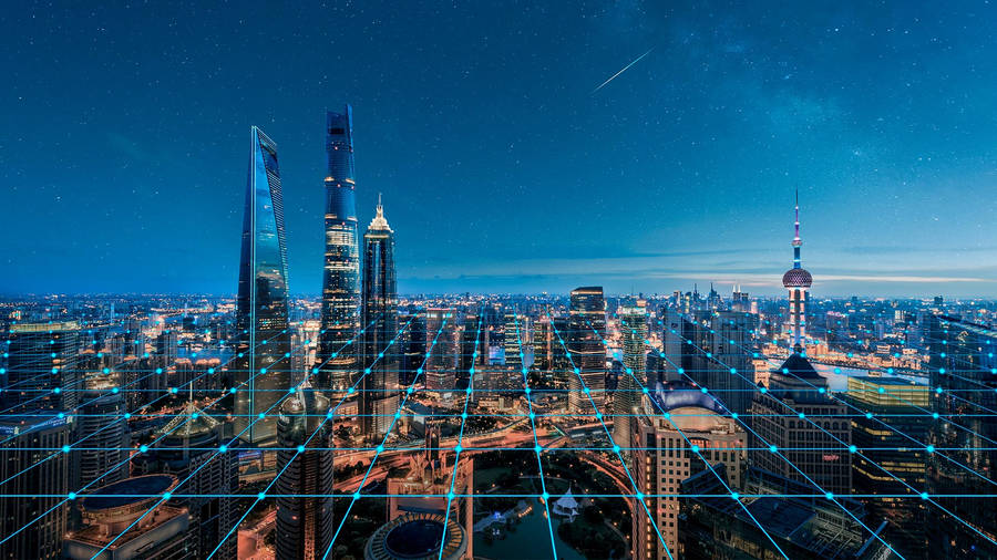 Beijing Modern City With Gridlines Wallpaper