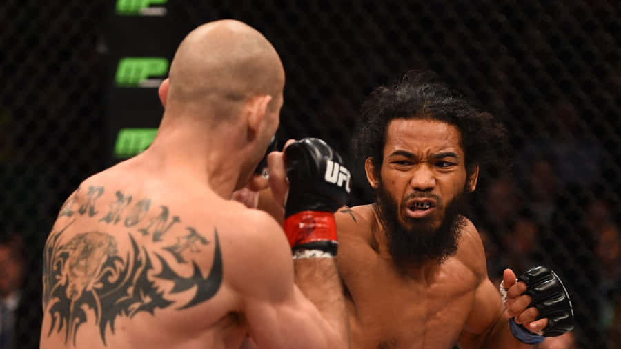 Ben Henderson In An Intense Fight With Brandon Thatch Wallpaper