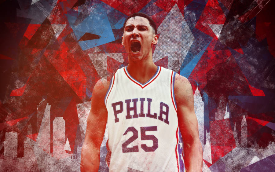 Ben Simmons Red Abstract Art Wallpaper