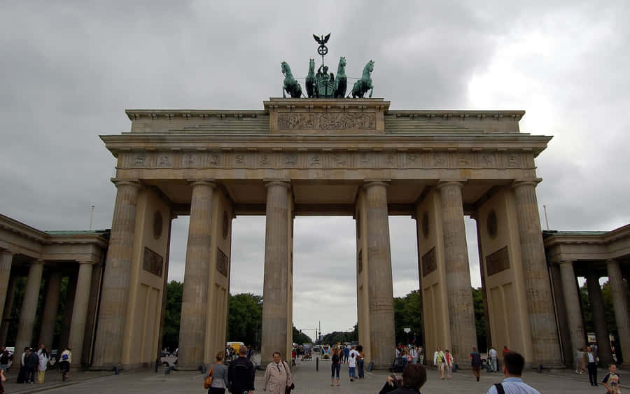 Berlin Germany Brandenburg Gate Cloudy Sky Wallpaper