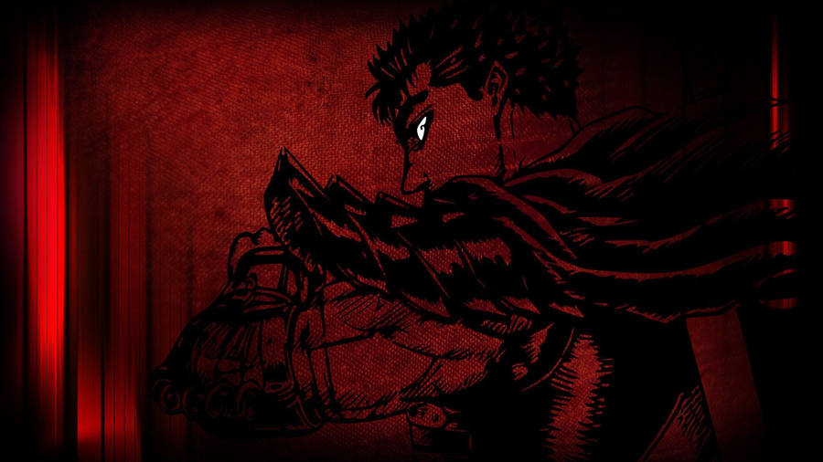 Berserk's Guts In Deep Red Wallpaper