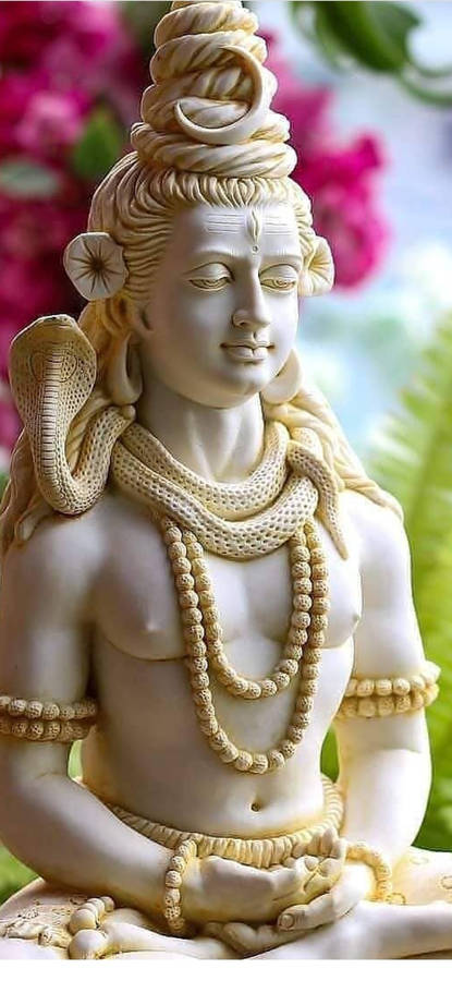 Bholenath Hd White Gold Figurine Snake Wallpaper