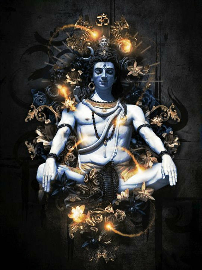 Bholenath Shiva Statue Glittering 3d Wallpaper