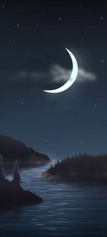 Big Waxing Crescent Moon Wallpaper