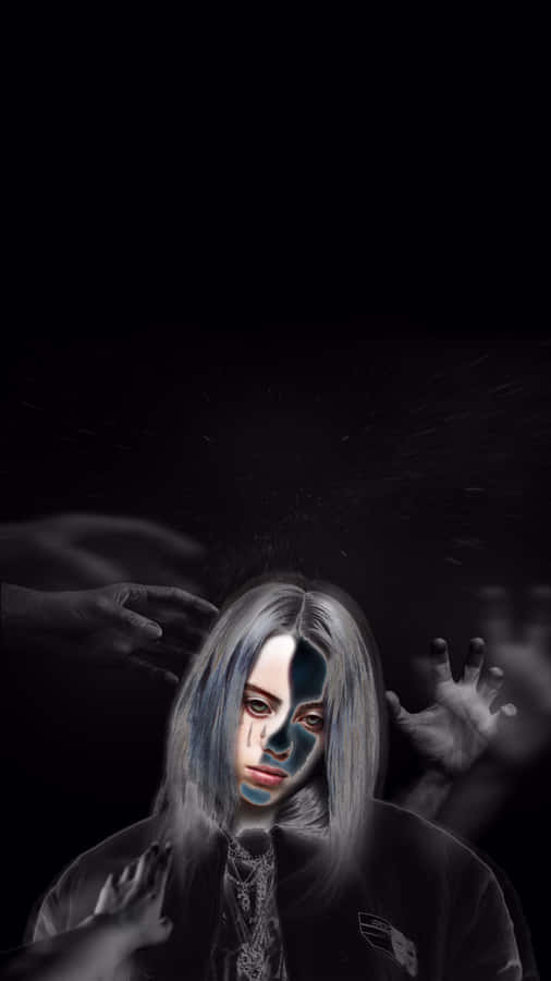 Billie Eilish Sad Expression Artwork Wallpaper
