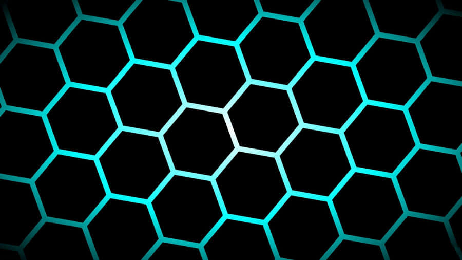 Black And Teal Hexagon Wallpaper
