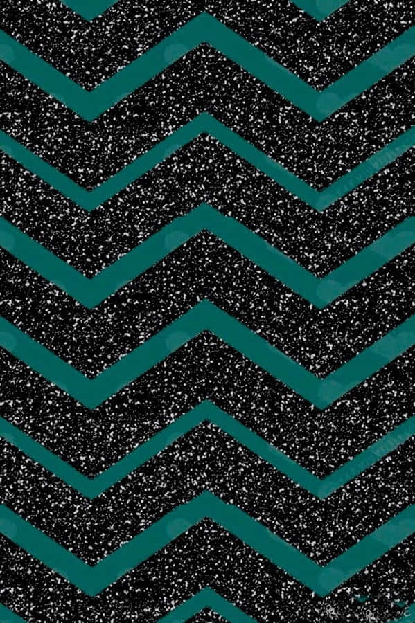 Black And Teal Zigzag Pattern Wallpaper